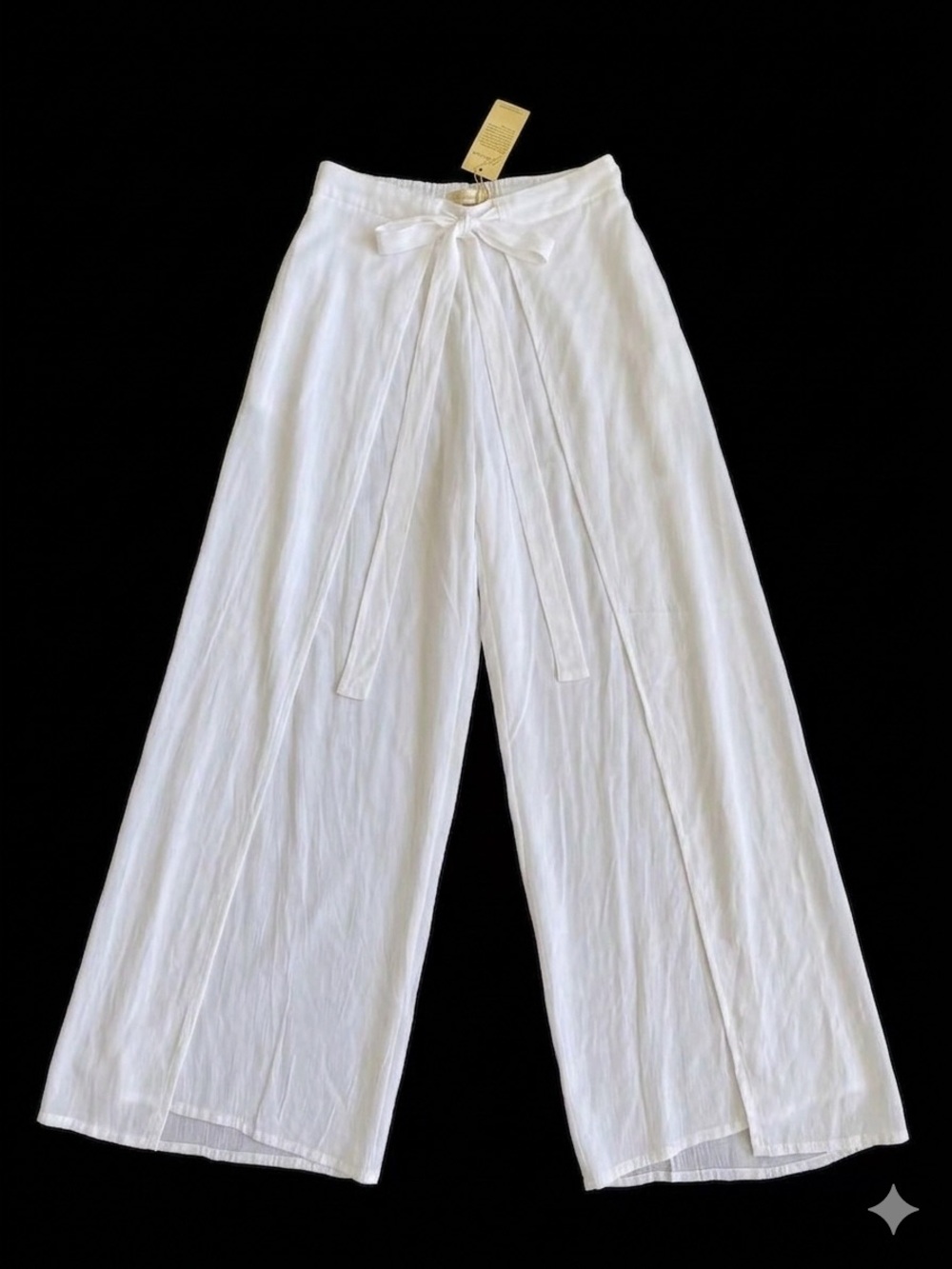 Élan White Split Wrap Front Wide-Leg Swim Cover-Up Pants - NWT-Sz L